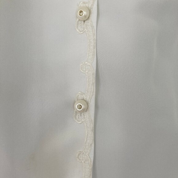Kathi Lee Vintage White Long Sleeve Lace Trim Blouse 14/16 - Picture 3 of 7